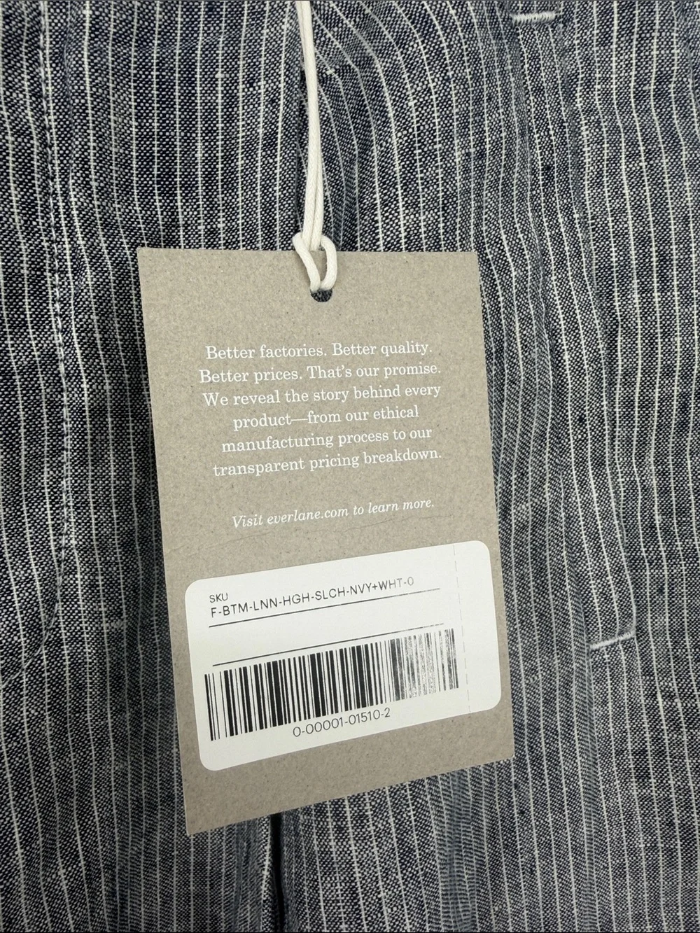 NWT Everlane 100% Linen Wide Leg Trouser Pants Pinstripe Size 0